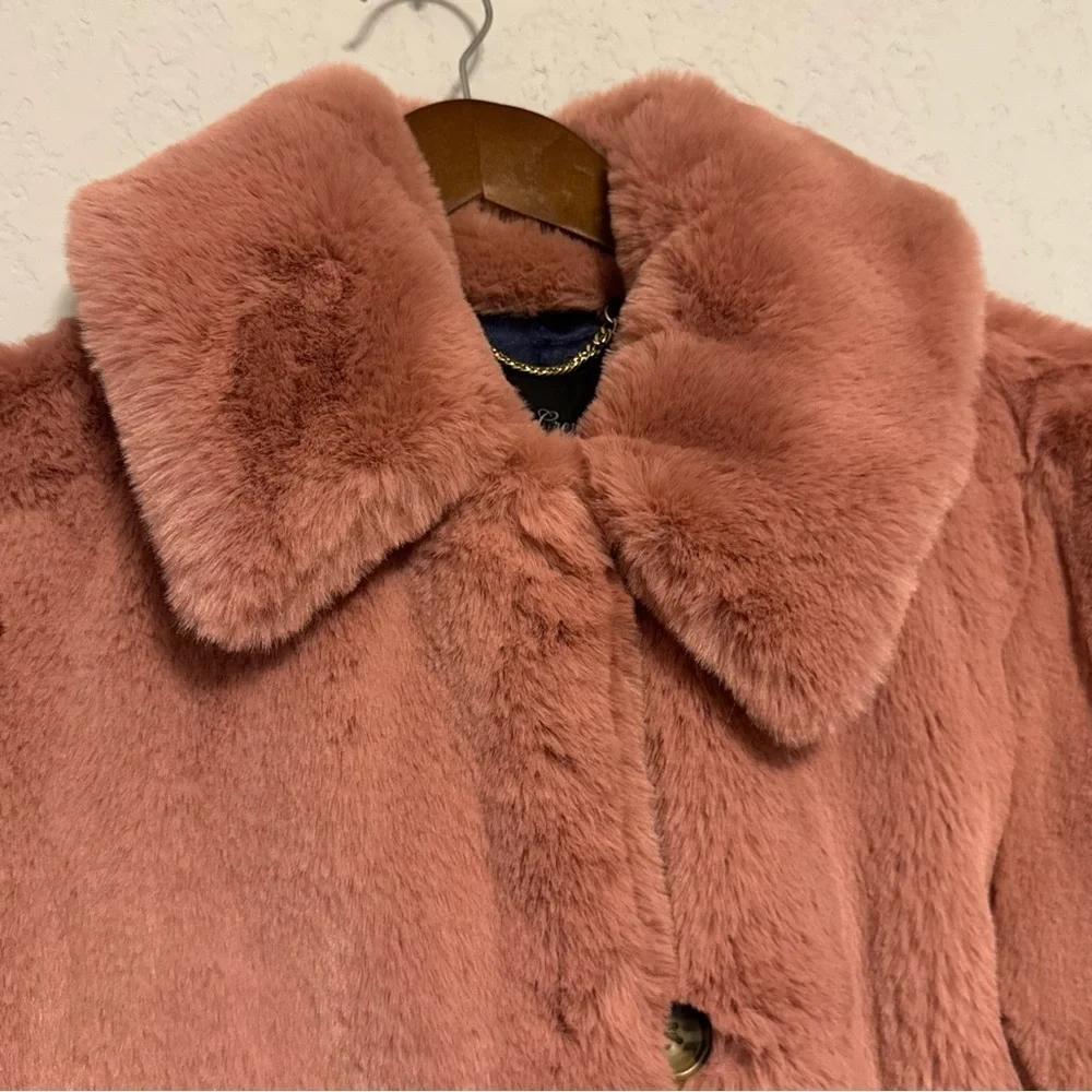 J. Crew Rose Pink Fur Teddy Coat